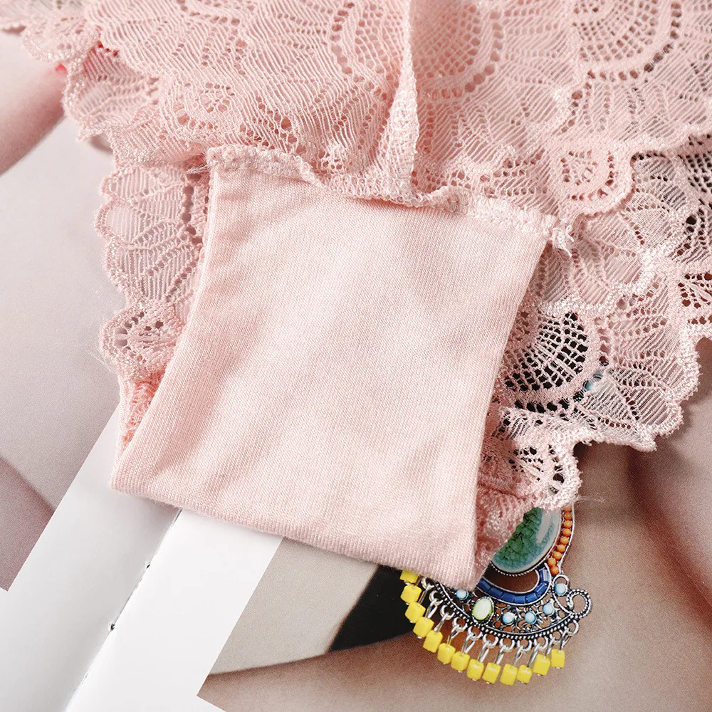 

3PCS Sexy Lace Panties Solid Soft Breathable Briefs Seamless Women Underwear Ladies Panty Transparent Tempting Low-Rise Lingerie