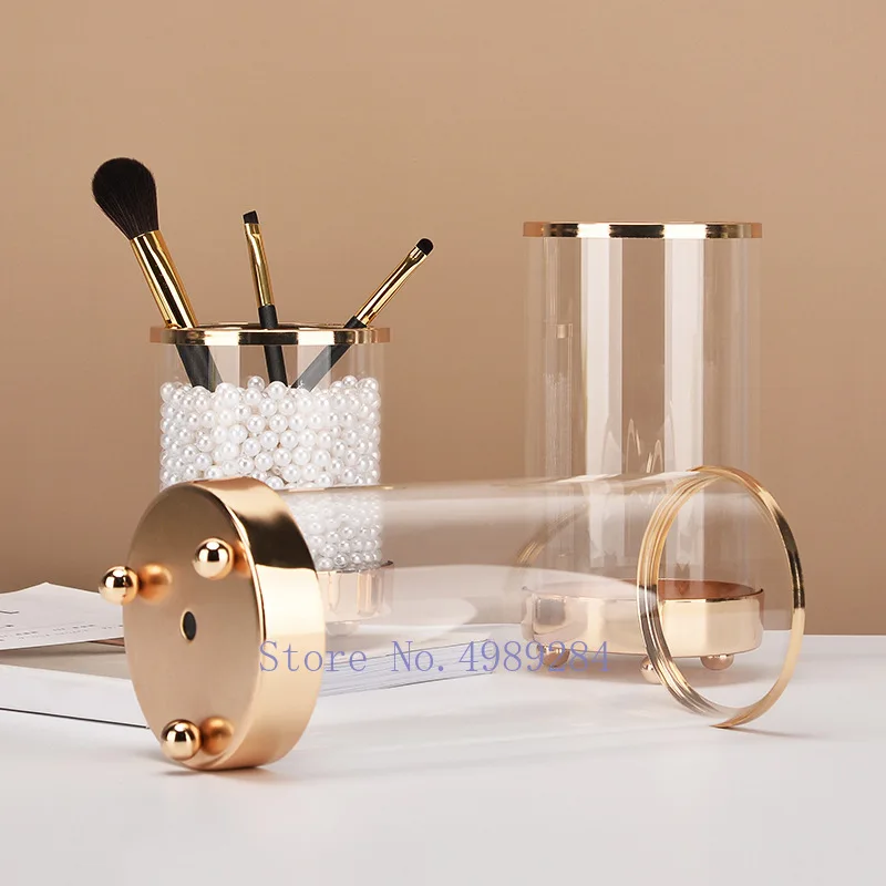 Стеклянная ваза золотистая прозрачная металлическая современная домашняя