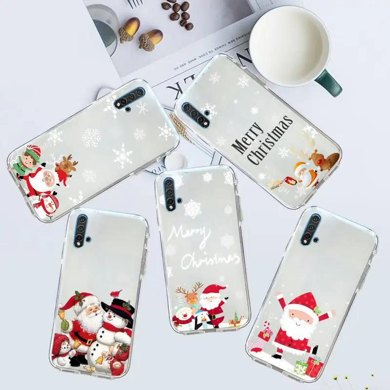 

Santa Claus christmas Phone Case Transparent for Huawei honor P mate 40 20 30 10 50 i 9 x mate pro lite 8a