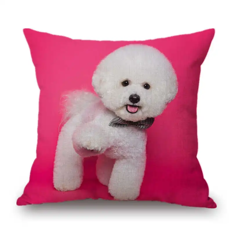 4 Bichon Frise, хлопковый льняной чехол для подушки, дивана, поясная наволочка, домашний декор - Цвет: 4