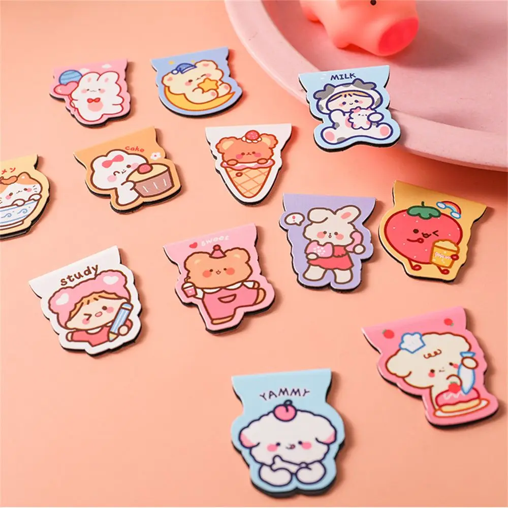 Cute Cartoon Bear Rabbit Magnetic Bookmarks Books Marker of Page INS Kawaii Stationery School Office Supply Paper Clips | Канцтовары для