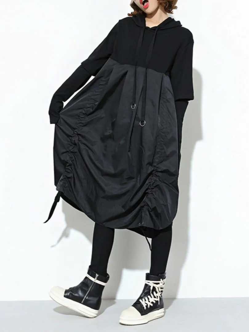 Новое весеннее осеннее женское асимметричное платье с длинным рукавом складное