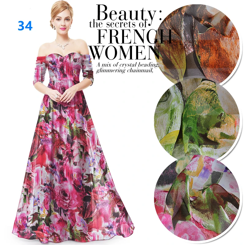 

Printed Chiffon Fabrics for Sewing per Meter 100% Pure Silk 6mm Cloth DIY Quilting for Patchwork Gown Dress collection Textile