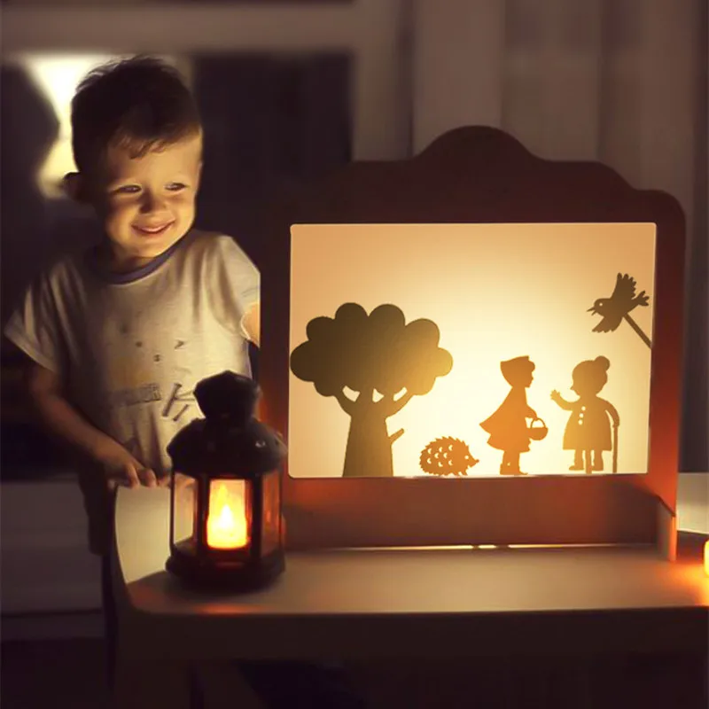 MiDeer Детский набор теневых кукол "Сказка" 12 штук Ночные тени Палочки театра для детей Обучающая игра в силуэт.