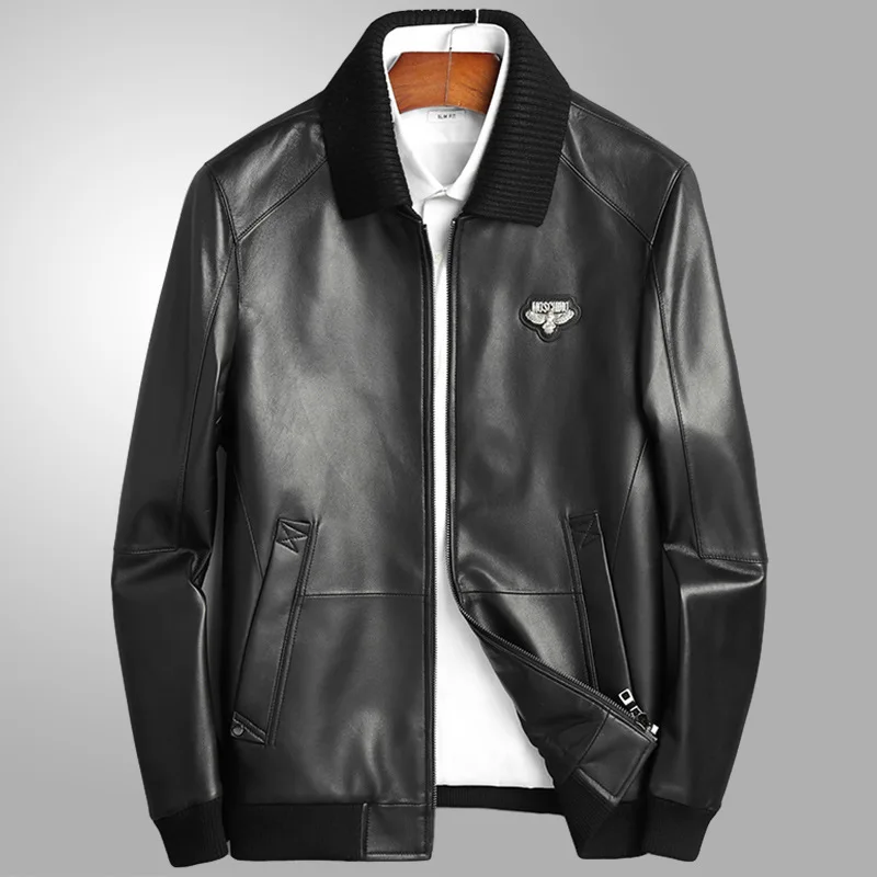 

Spring Autumn Genuine Leather Sheepskin Coat For Men Casual Leather Jacket