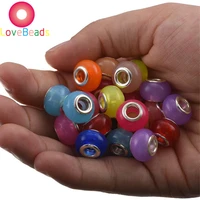 10pcs new love beads color round spacer beads charms silver plated core fit european style pandora bracelet for jewelry making