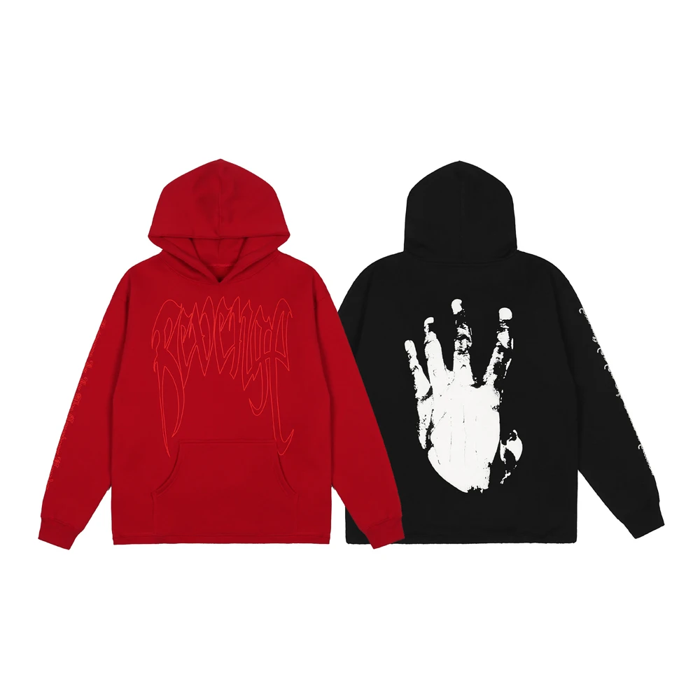 

Back Hand Printing Revenge Hoodie Men Women Hooded XXXtentacion Black Red Pullover Hip Hop Fleece Sweatshirts