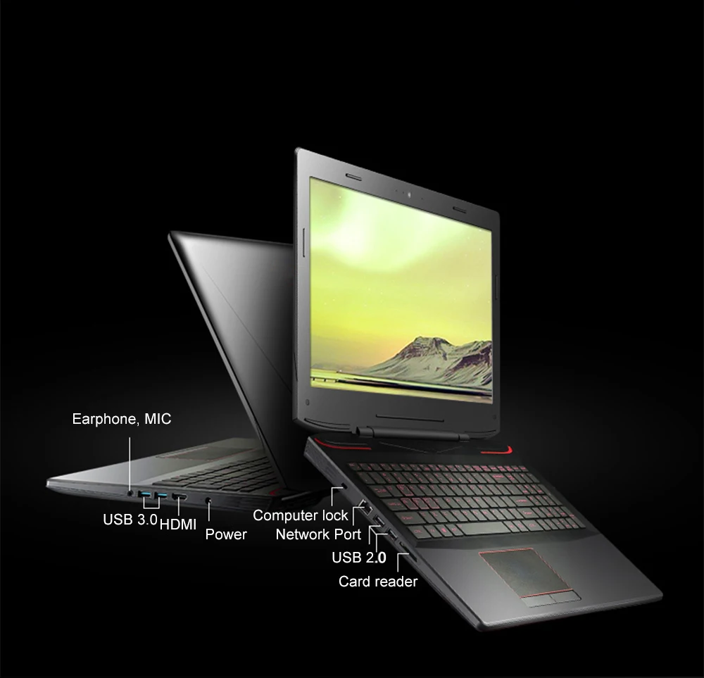 Gaming Laptop 15.6 inch 8G/16G DDR4 RAM 128G 256G 512G SSD Notebook With i7-7700HQ GTX1060-6G RGB Backlit Keyboard