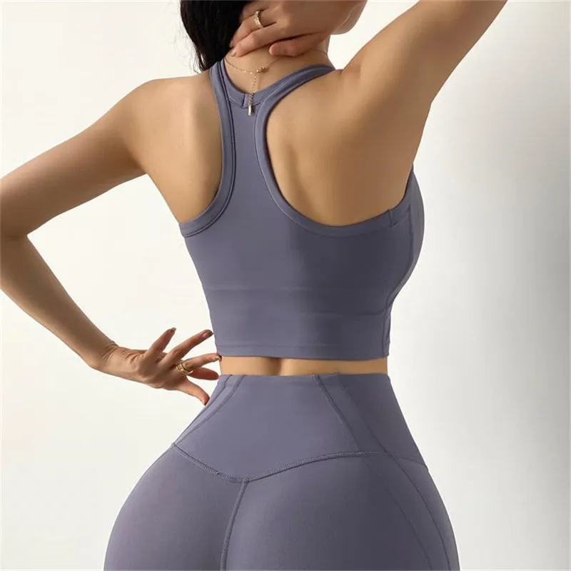 

Woman High Impact Sports Bra Fitness Running Underwear Gym Vest Tank Tops Training Solid Workout Gym Push Up Yoga Crop Top