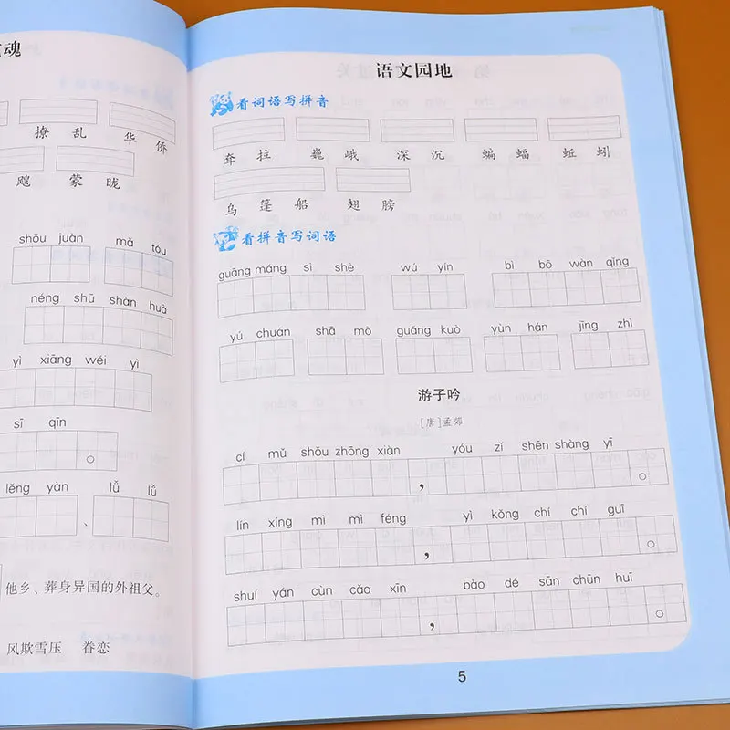 

Five Grade Grade Language See the Alphabet to Write Words New Word Phonetic 5 Grade Chinese Textbook Synchronous Exercise Book