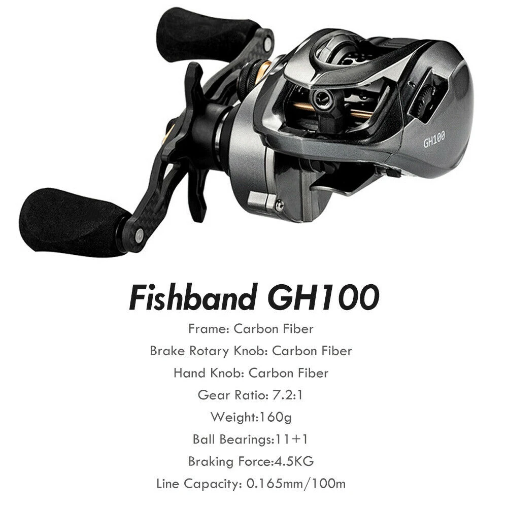 

GH100 GH150 Fishing Reel 8KG Max Drag 7.2:1 Carp Carbon Fiber Fishing Reels Saltwater Reel Fishing Accessories Free Shipping