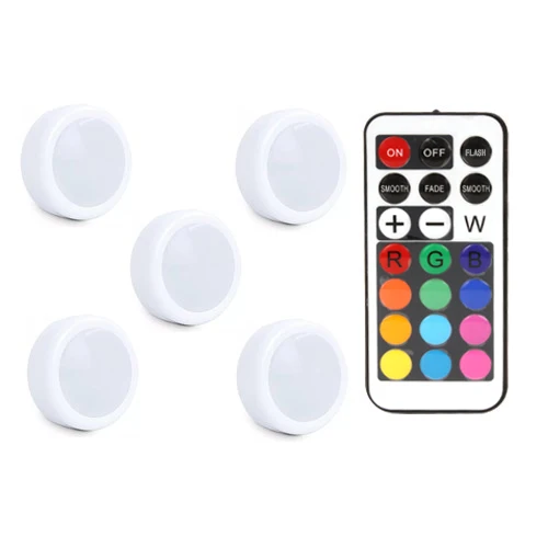 5 Lamps 1 Controller Светодиодная подсветка под шкаф шайба сенсорный датчик RGB 12 цветов затемнения 21 ключ беспроводной шкаф лестница Прихожая шкаф ночник - Цвет: 5 Lamps 1 Controller