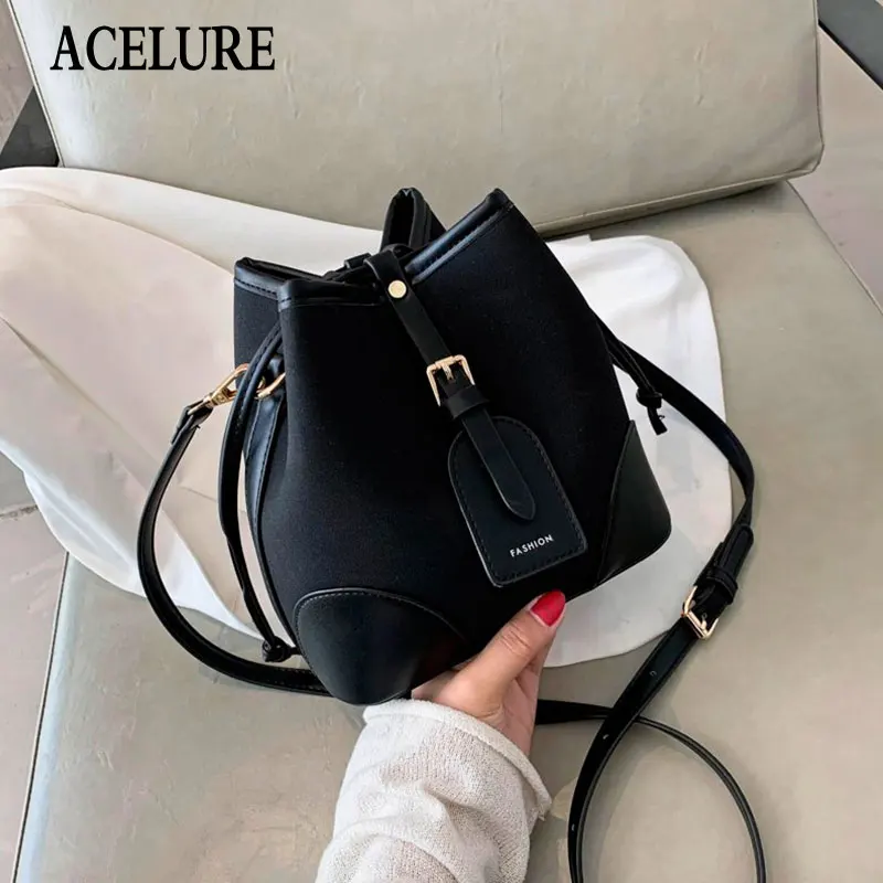 

ACELURE Casual Fashion Lasdies Handbag Totes High Capacity Bucket Bags for Women Solid Color PU Leather Shoulder Crossbody Bags