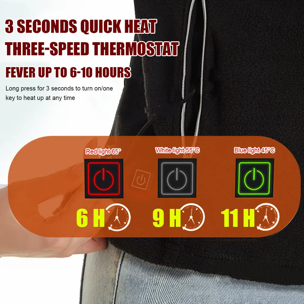 

5 Heated Zones USB Heated Vest Washable Electric Heated Jacket Sleeveless Thermal Warm Waistcoat Control Temperature Ski Jacket