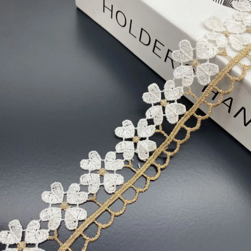 Кружевная ткань с белыми цветами Ширина 3 5 см гипюровая кружевная отделка лента