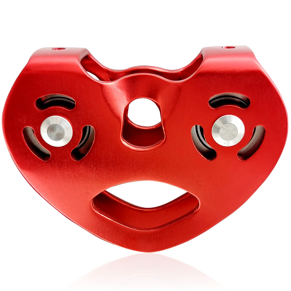 

25KN Heart-Shape Climbing Double Pulley Steel Cable Rope 15mm Climbing Device High Speed Zipline Trolley