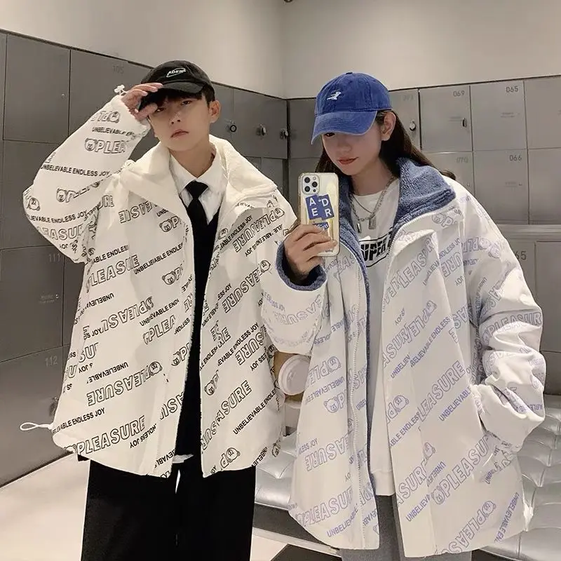 Autumn and Winter New Warm Down Jacket Loose and Simple Korean Version of All-match Printing Fashion Trend Down Jacket