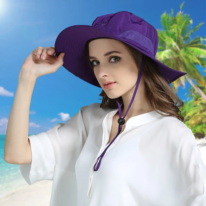 Панама женская регулируемая для защиты от УФ-лучей шляпа рыбалки пляжа