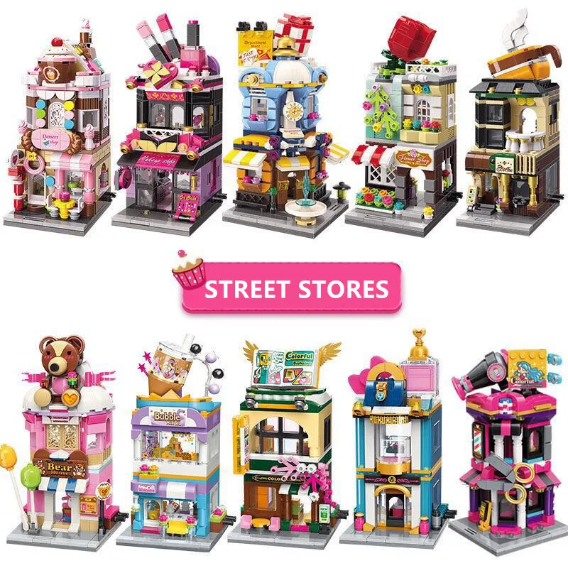

City Friends Stores Blocks Toys for Girls Boys Street Shops Locking Building Bricks for Children DIY Game Compatible Big Brands