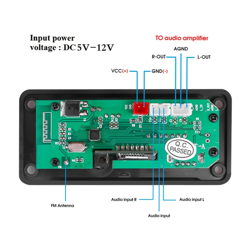 Bluetooth 5.0 LED Display Infrared Button/Remote Control MP3 Decoder Board FM Radio TF USB AUX Audio Module for Car Speaker |