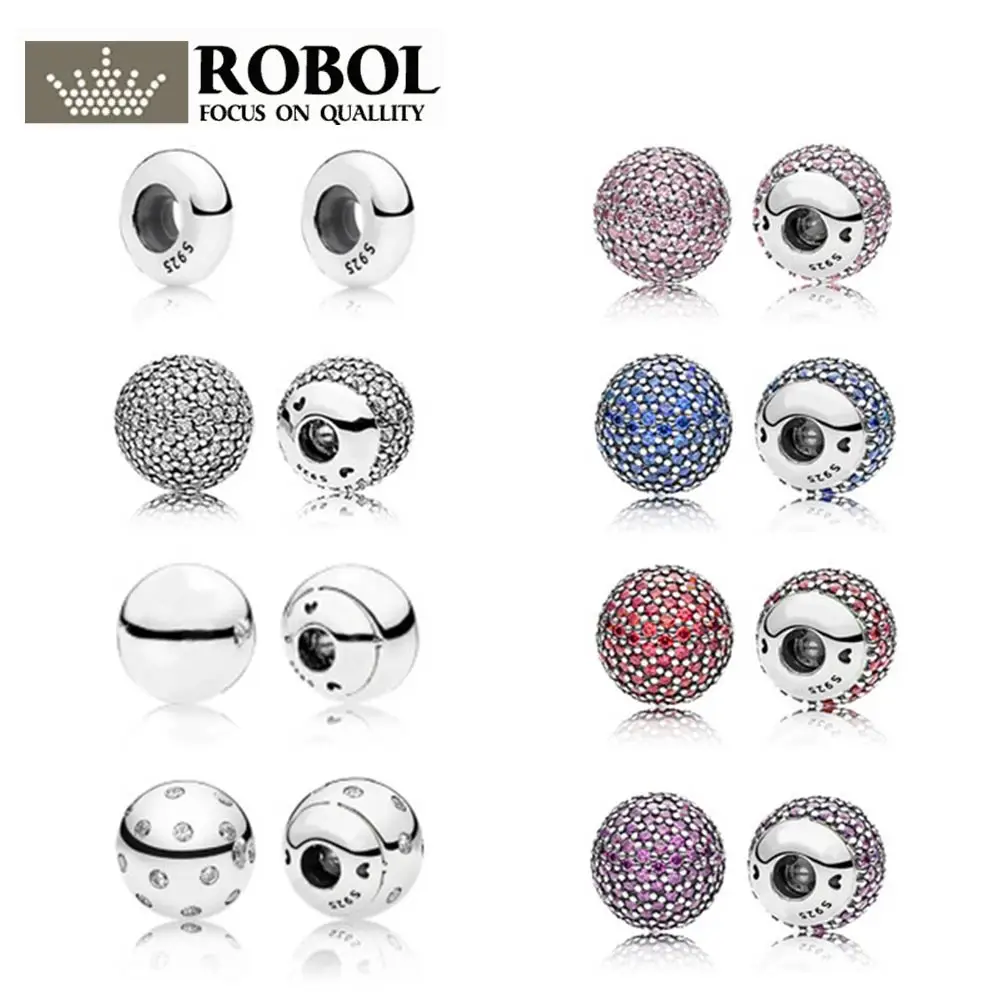 

PDB 04 RLLEN Authentic 925 Sterling Silver Bracelet & Bangle Single Crystal Ball Chain Head Fit DIY Women Bead Charm With Parts