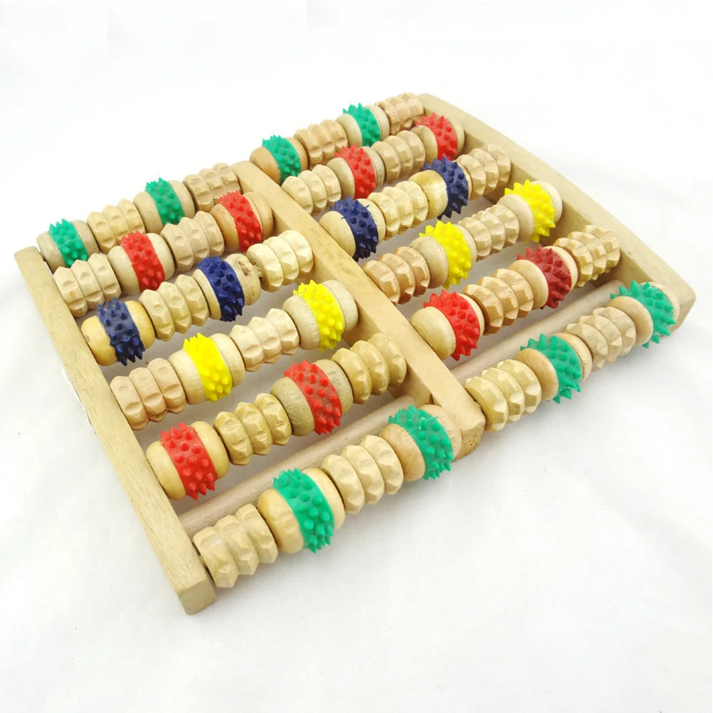 

New Natural Wood Foot Massage Rollers with Rubber Knobs 48 Rollers Foot Wellness Massager Foot Care Tool Stimulate the nerves