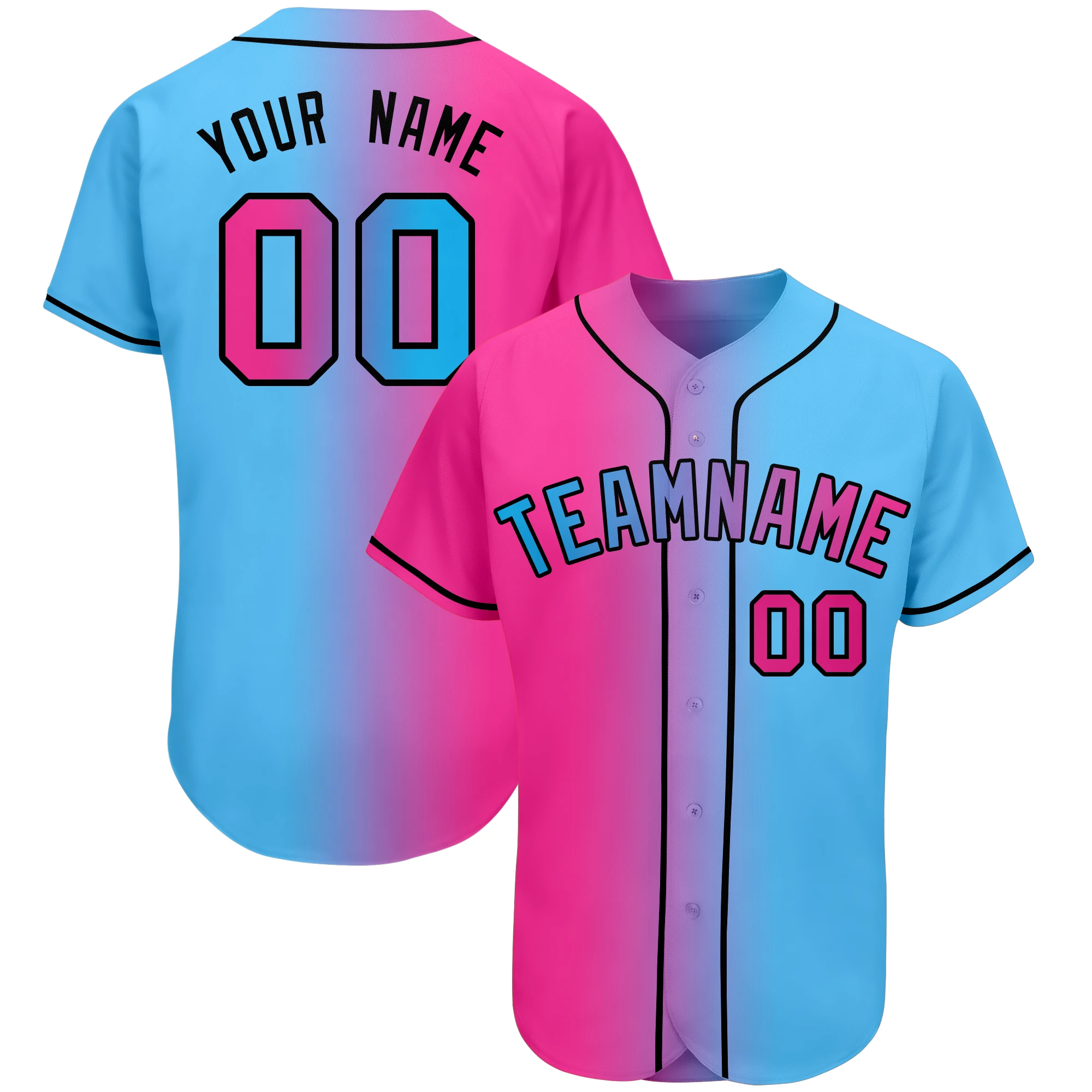 Custom Baseball Jersey Gradient Printed Your Name and Number Breathable Quick-Dry Softball Uniform for Playing Outdoors/Indoors