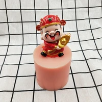 mammon god of wealth god of forture figurine candle mold resin silicone clay mould smiling men with gold