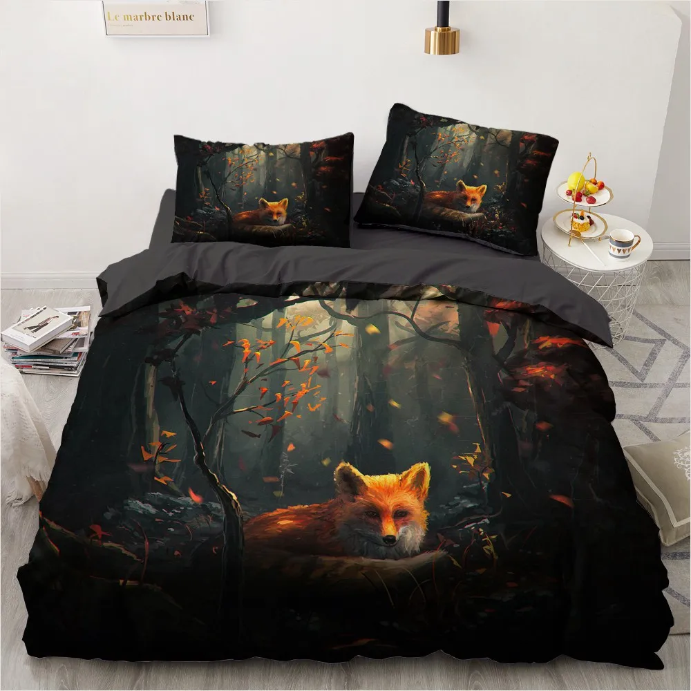 

3D Bedding Sets Animal Fox Duvet Quilt Cover Set Comforter Bed Linen Pillowcase King Queen Full 265*230 230*230 Home Texitle
