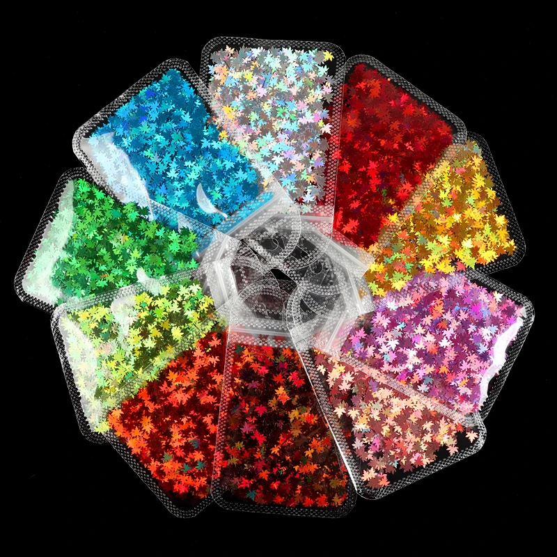 

10Colors Laser Nail Art Glitter Flakes French Manicure Accessories Summer Nail Designer Holographic Gel Polish Sequins Supplies