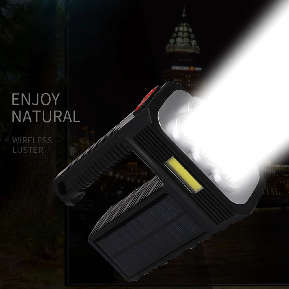 

LED Flashlight Portable Torch USB Rechargeable Searchlight 4 Modes Waterproof Spotlight Fishing Camping Lighting Hand Lamp