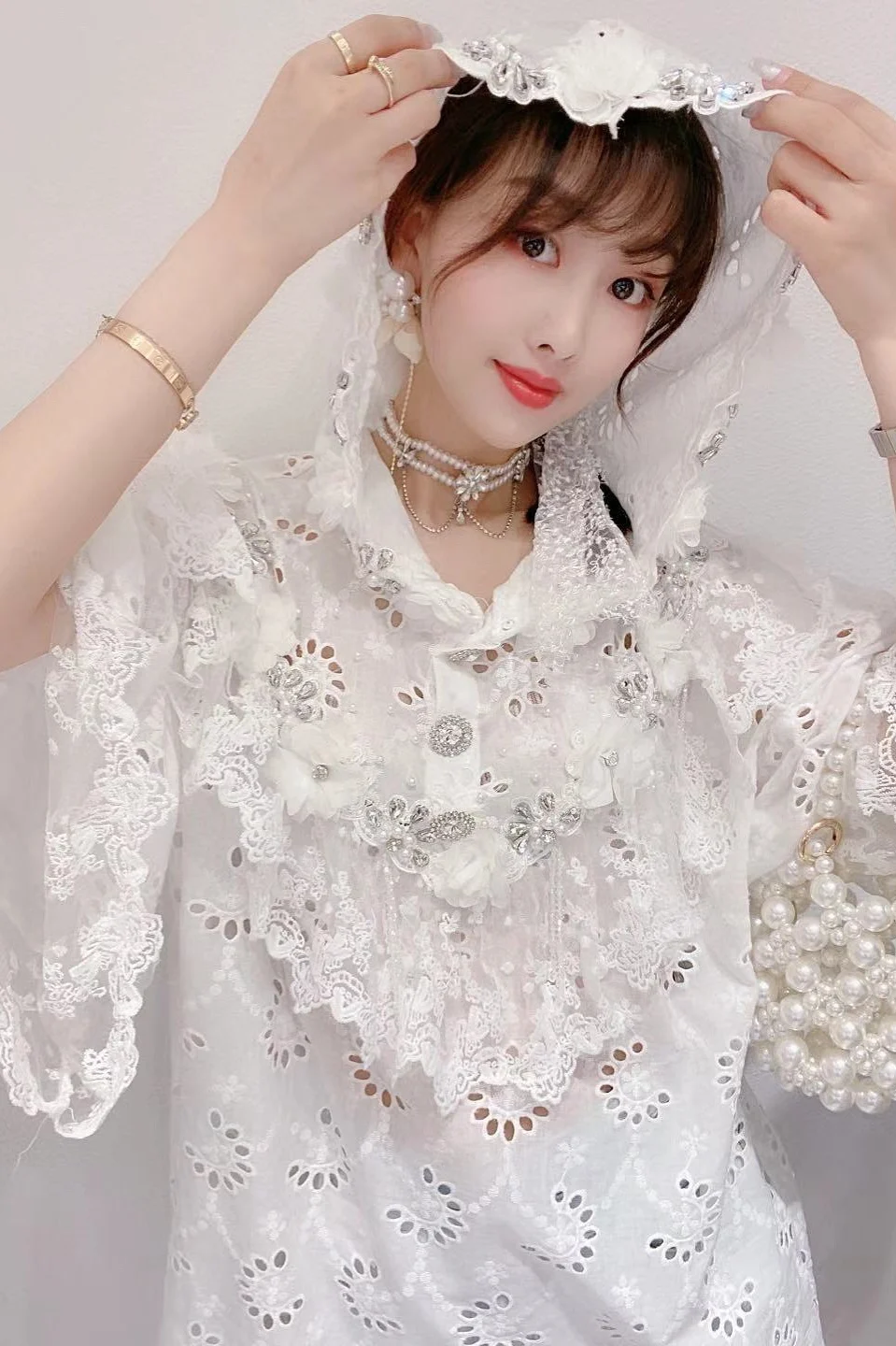 

2021 Summer New Rhinestone Hollow Out Dress for Women Lace Short Sleeve Ruffled Hooded White Dress Female Vestido Midi Elegante