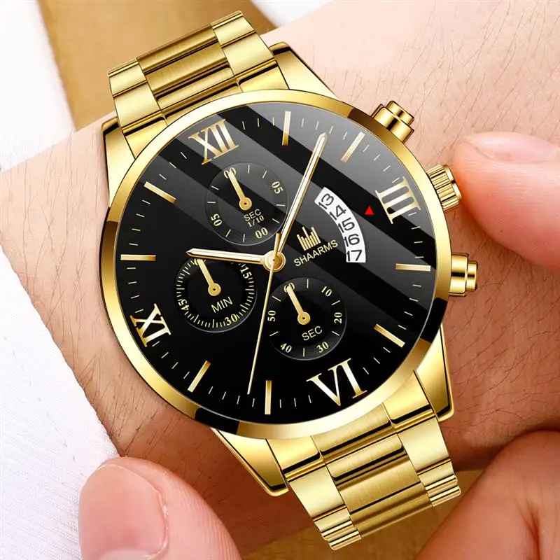 SHAARMS военные спортивные мужские часы ремешок из нержавеющей стали роскошные