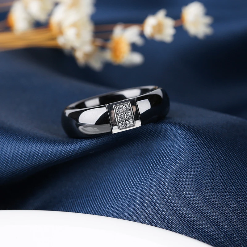 Классический стиль горный хрусталь 6 мм Здоровые черные керамические кольца для