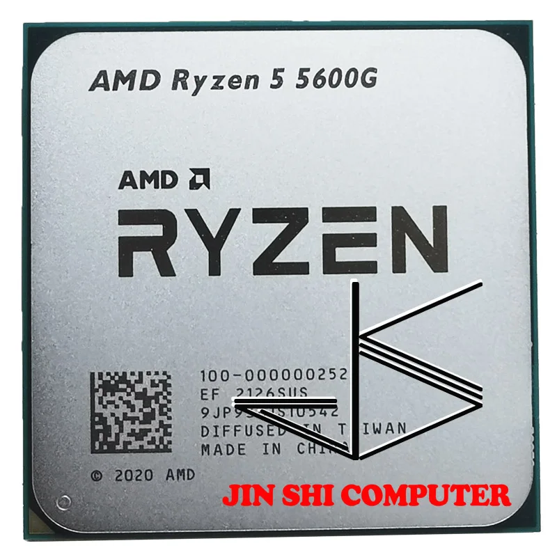  Процессор AMD Ryzen 5 5600G для ПК, центральный процессор для компьютера, 6 ядер, 12 нитей, мощность-65 Вт, частота-5600 ГГц, частота-3,9 ГГц, L3 = 16M, разъ…