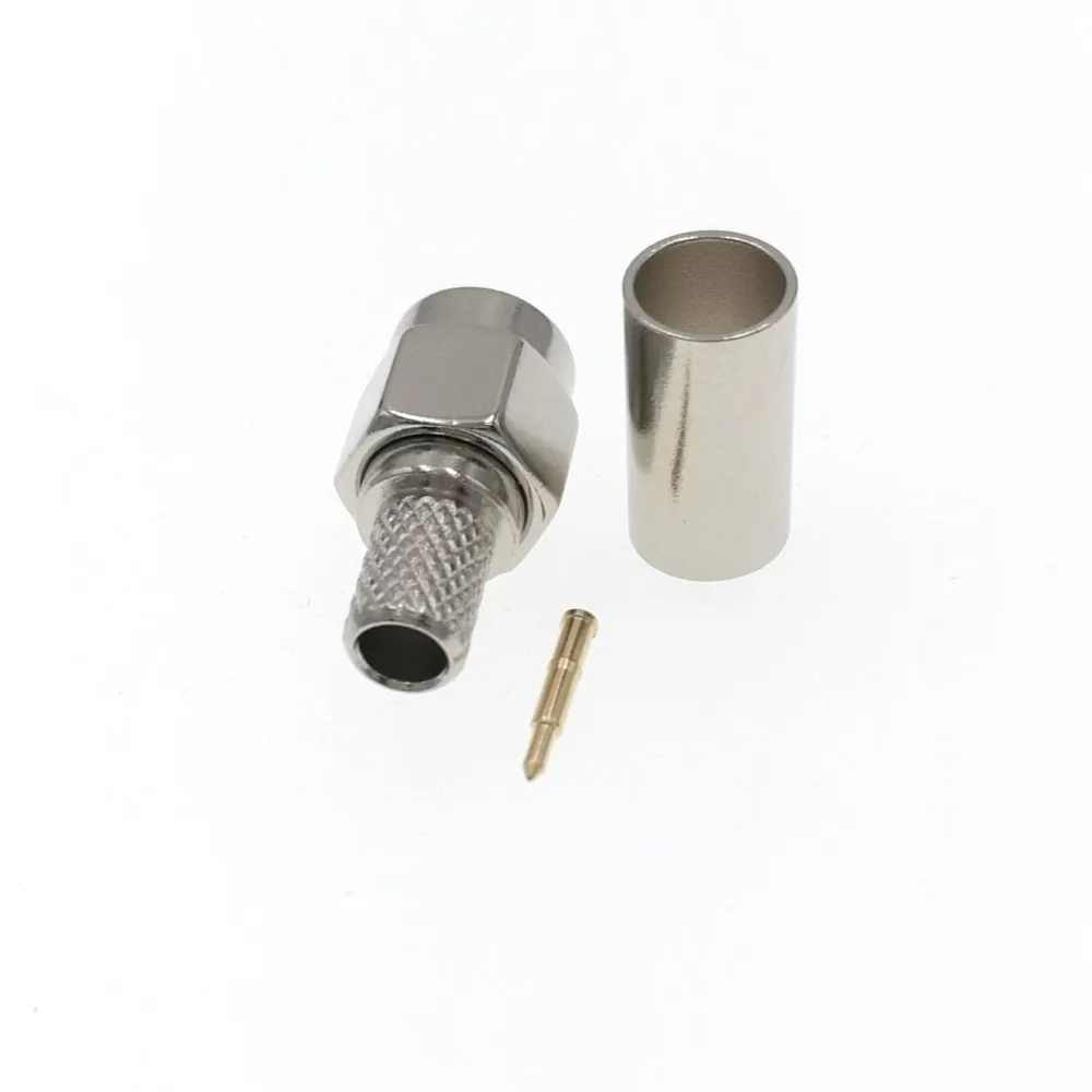 Обжимные штекеры SMA RG58 RG142 LMR195 RG400 прямой радиочастотный Соединитель с никелевым