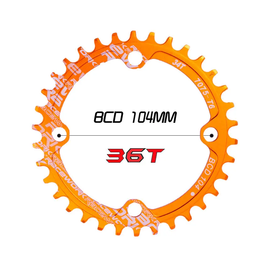 Einzigen geschwindigkeit система Breite kettenblatt 104 BCD RUNDE 32t 34t 36t 38t MTB 11 s 10 s 9 s 1*11 Kurbel Kettenblatt кольцо - Цвет: gold  36T round