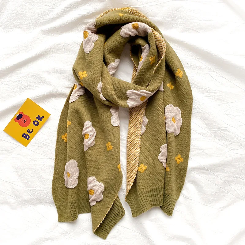 

2020 Luxury Brand for warm scarf Female winter scarves shawls Blanket Scarfs Flowers Scarf Women plaid Knitted Wool Desperate