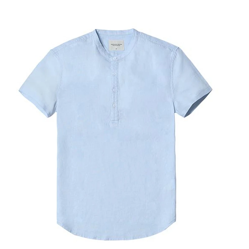 

Men Harajuku Cotton Linen Solid Shirts Summer Short Sleeve Fitness Slim Shirts Men Male Casual Soft Breathable Shirt Tops Camisa
