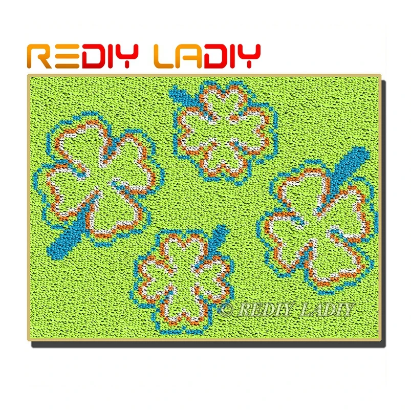 Latch Hook Rug Kits Crocheting Carpet Green Flowers Acrylic Yarn Printed Canvas Cushion Mat Crochet Tapestry Arts &amp Crafts | Дом и сад