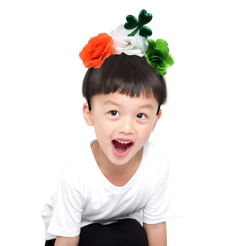 

St. Patrick's Day Headband Festival Decoration Parent-child Irish Green/ Headband Holiday Crown Bow Gift Headdress Gift