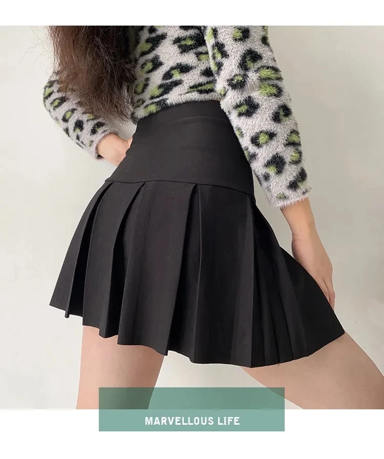 

women white black lolita kawaii summer mini skirts Bodycon Midi A-line pleated skirt