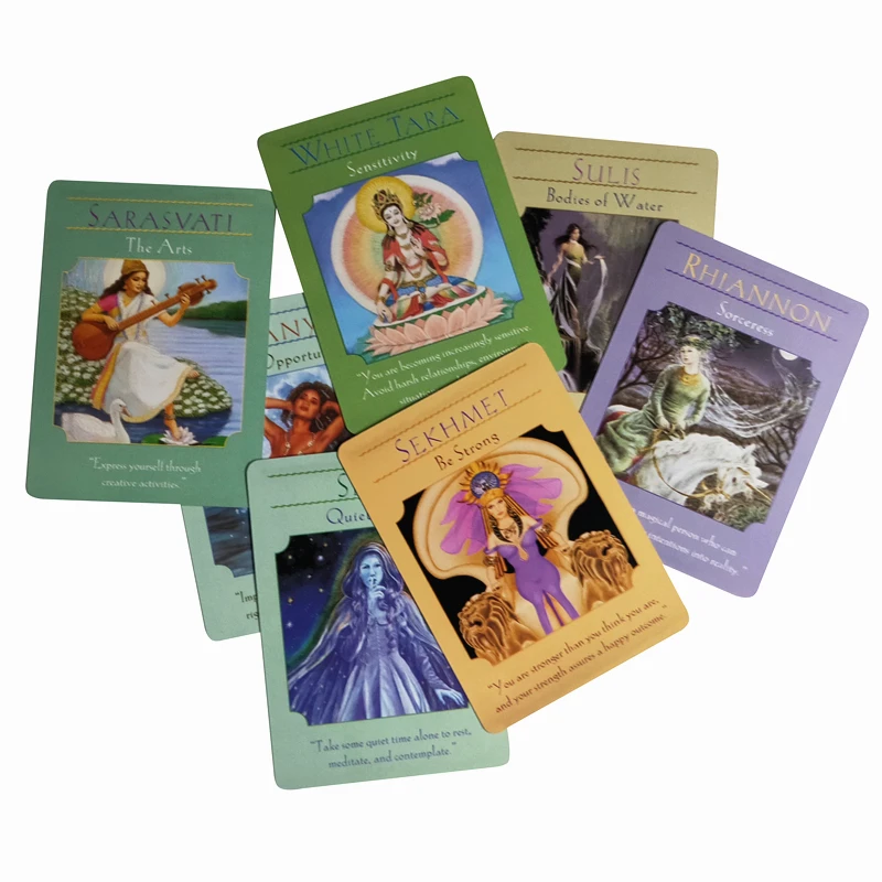 Полная английская богиня oracle карты палуба руководство divination fate card Таро семейные