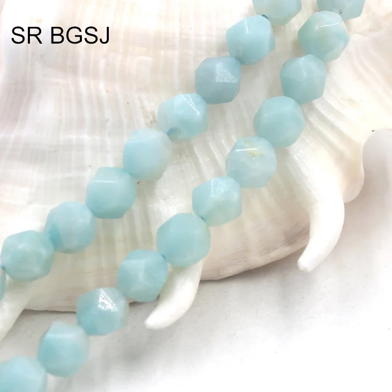 Бесплатная доставка 8 мм граненые круглые многоугольные чистые камни амазонита