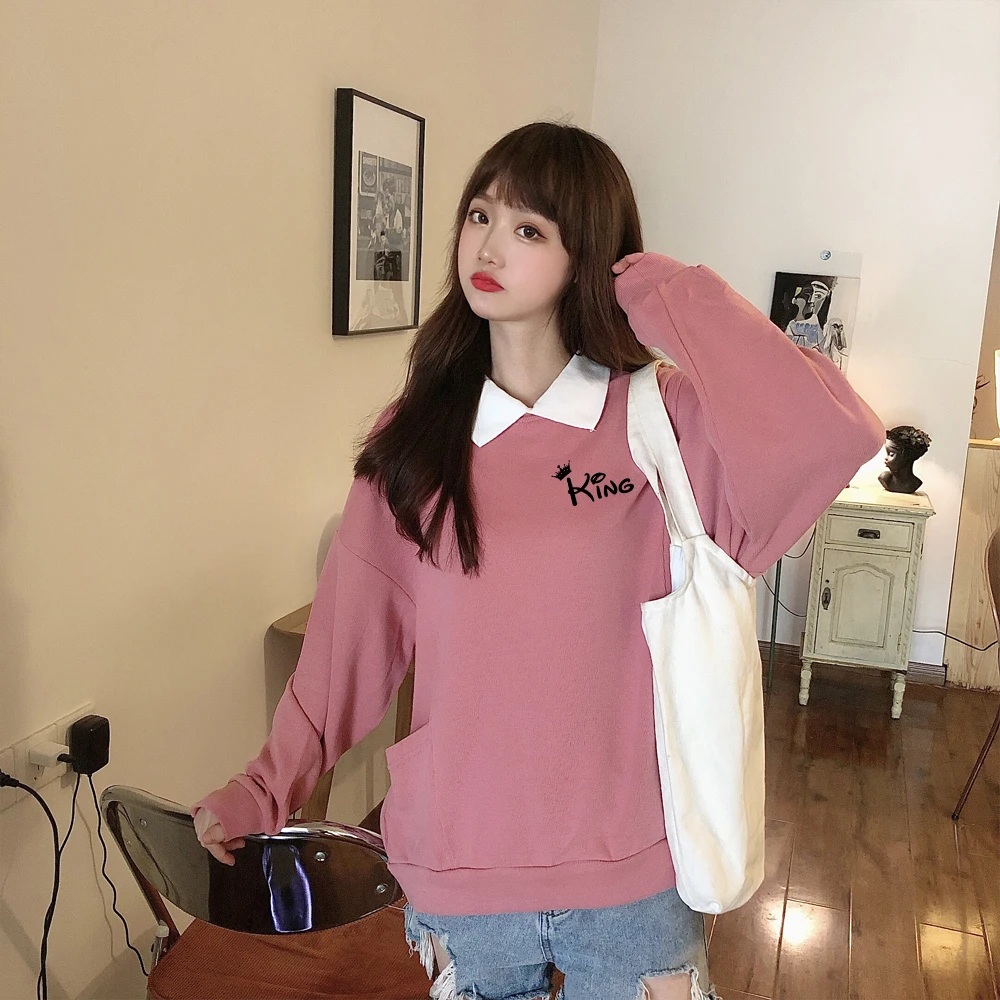 Letter Print Sweatshirta Plus Size Cute Hoodies Women Sweatshirt Pullover Loose Harajuku Sweetshirt for Girls Fashion Clothes
