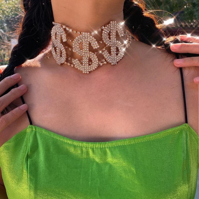 

Эффектная цепь стразы Stonefans, ожерелье с долларом, чокер для женщин, Многослойная цепь, чокер, ювелирные изделия с кристаллами, аксессуары для...