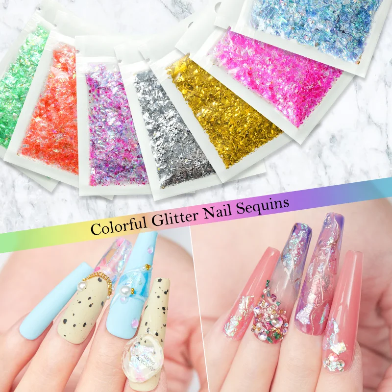 

1 Pack Colorful Nail Sequins Sparkly Flakes Paillette For Uv Nail Polish DIY Nail Art Decorations Accessories