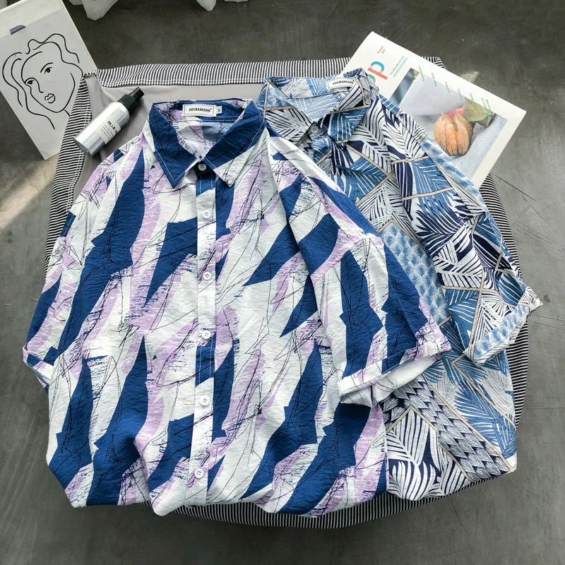 

15 Color Shirt 2021 Summer Men's Floral Casual Loose Short-sleeved Casual Shirt