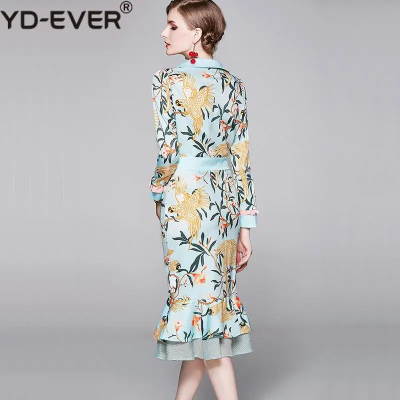 Женское облегающее платье с оборками элегантное бантом на воротнике и длинным