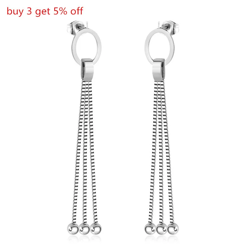 LUXUKISSKIDS в Корейском стиле с бахромой и круглым серьги для женщин 316L нержавеющая сталь висячие женские